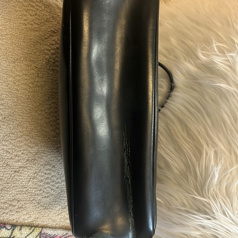 Authentic Longchamp black leather tote bag with silver hardware - Picture 9 of 16